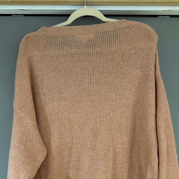 Haptics Peach Crewneck Sweater – Floral Appliqué Knit Pullover - Picture 7 of 9